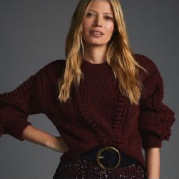 Cropped Cable Knit Sweater - Picture 1 of 9